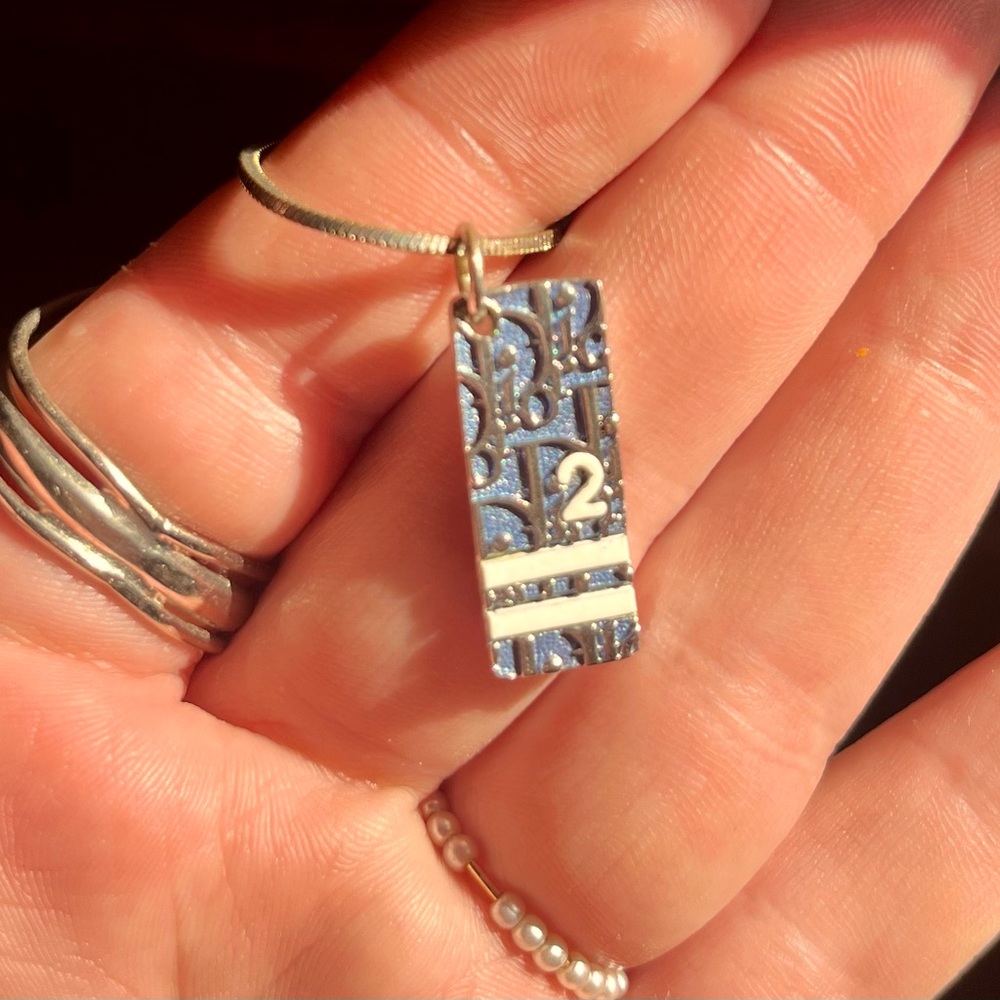Authentic Dior blue silver trotter necklace